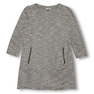 GAP Tweed Houndstooth 3/4 Long Sleeve Zip Pocket Mini Dress Women's M
